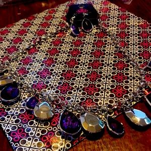 Necklace silver and purple with matching earrings
